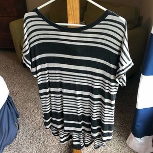 Gray & Black High Low Stripe Top